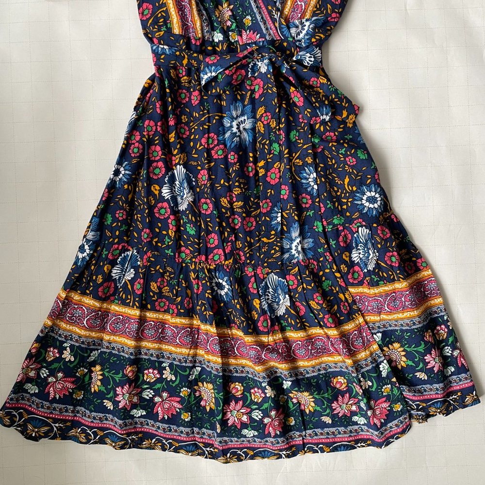 NWT Floral Multicolored R. Vivimos Wrap Midi Dress Size XS - Picture 4 of 9